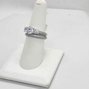 Brand NEW  Sterling Silver 925 2 pcs 3 gemstone Ring